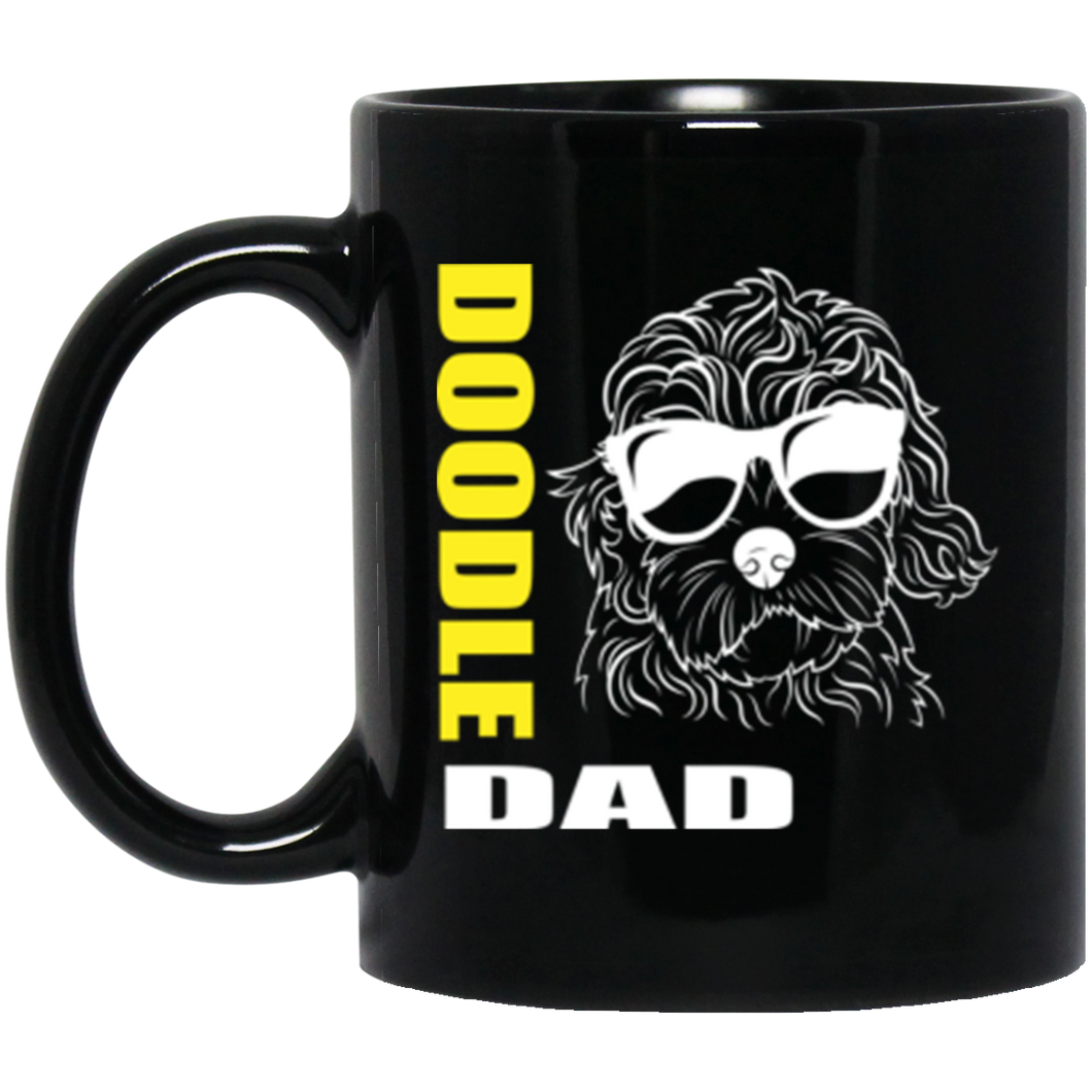 Doodle Dad with Glasses 11 oz. Black Mug