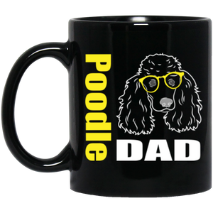 Poodle Dad with Glasses 11 oz. Black Mug