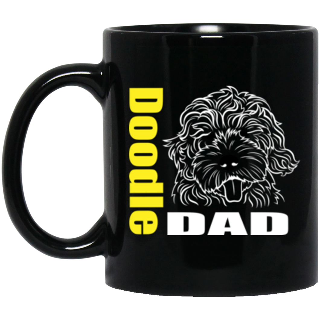 Doodle Dad Face 11 oz. Black Mug
