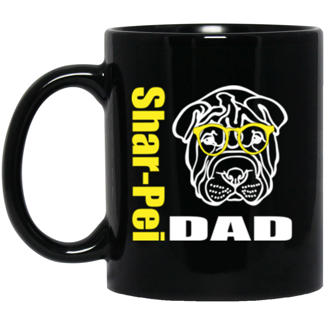 Shar-Pei Dad with Glasses 11 oz. Black Mug