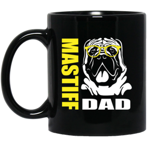 Mastiff Dad with Glasses 11 oz. Black Mug