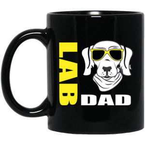 Lab Dad with Glasses 11 oz. Black Mug