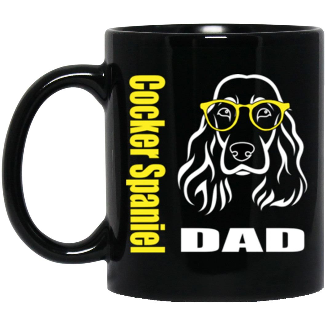 Cocker Spaniel Dad with Glasses 11 oz. Black Mug