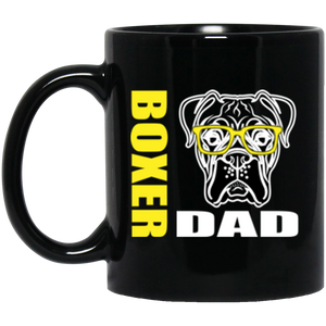 Boxer Dad with Glasses 11 oz. Black Mug