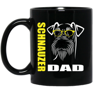 Schnauzer Dad with Glasses 11 oz. Black Mug