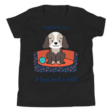 Load image into Gallery viewer, Happiness is a Bed and a Ball Youth Short Sleeve T-Shirt