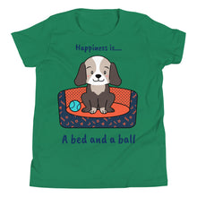 Load image into Gallery viewer, Happiness is a Bed and a Ball Youth Short Sleeve T-Shirt
