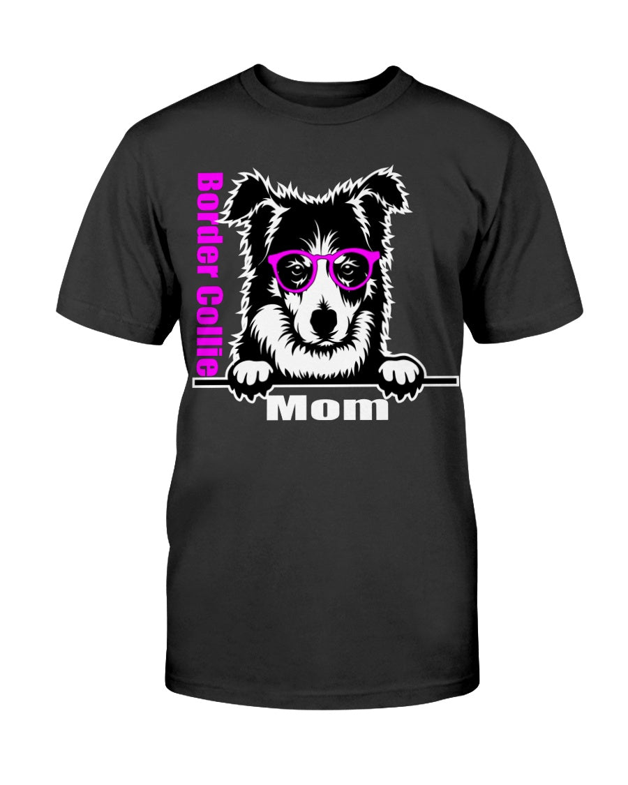 Border Collie with Glasses Dog Mom Unisex T-Shirt