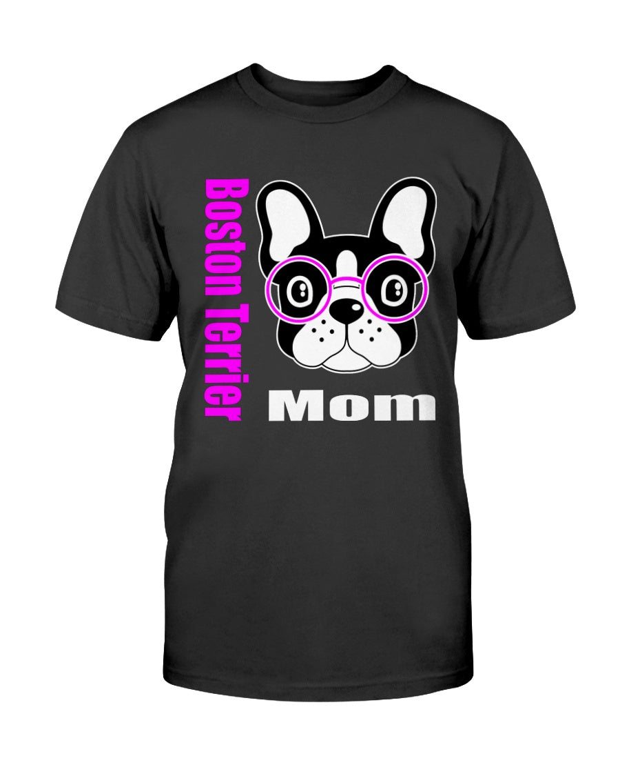 Boston Terrier with Glasses Dog Mom Unisex T-Shirt