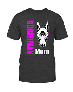 Doberman Mom with glasses Bella + Canvas Unisex T-Shirt