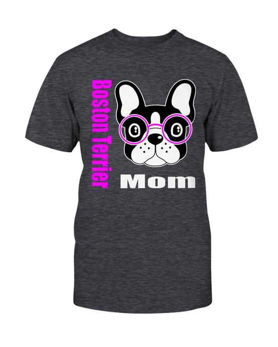 Boston Terrier with Glasses Dog Mom Unisex T-Shirt